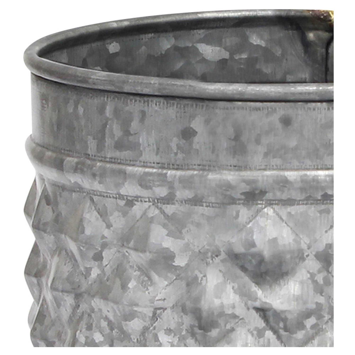Stonebriar Conservatory Medium Antique Galvanized Metal Textured Planter - Image 3
