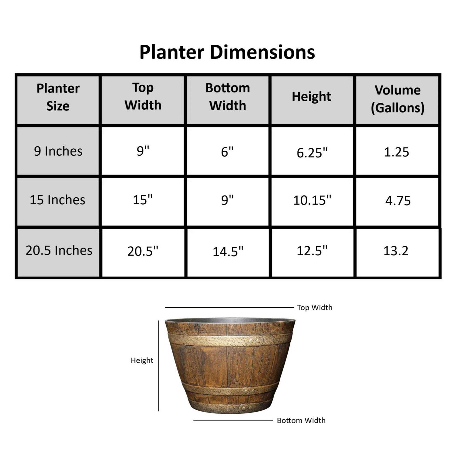 Classic Home and Garden Whiskey Resin Flower Pot Barrel Planter - Image 4