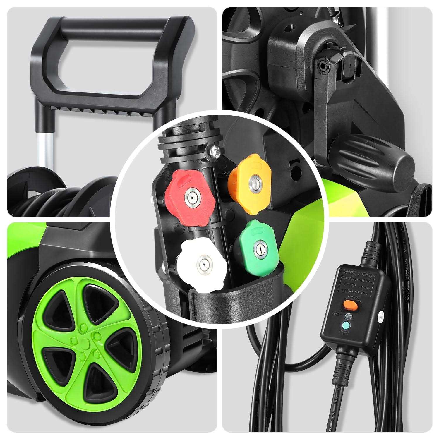 DNA Motoring Tools-00232 Up to 2176 PSI Pressure 2.4 GPM Max Flow Electric Pressure Washer for Yard and Car Cleaning with Spray Nozzle Foam Bottle + - Image 4