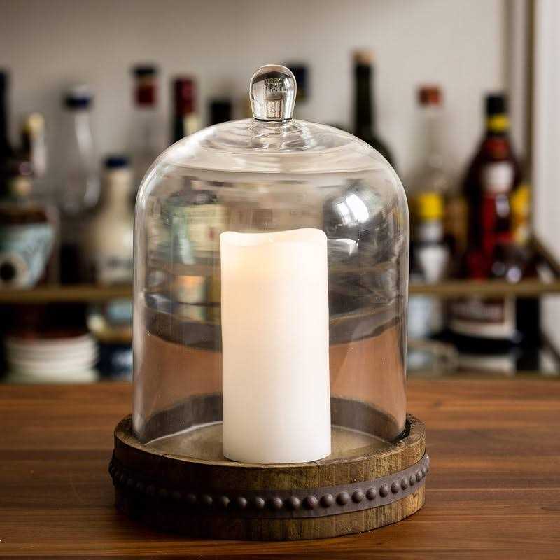 Stonebriar Collection Clear Glass Dome Cloche with Rustic Base - Image 5