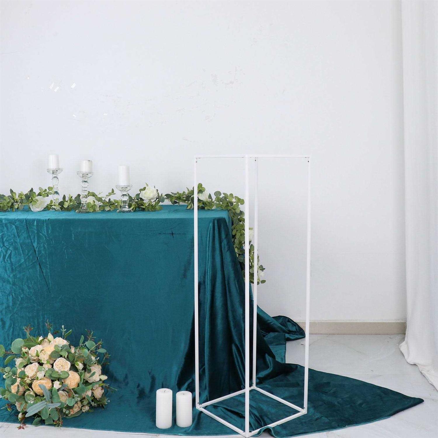 Efavormart 2 Pack Matte Gold Wedding Flower Stand Metal Vase Column Stand Geometric Centerpiece Vase - Image 5