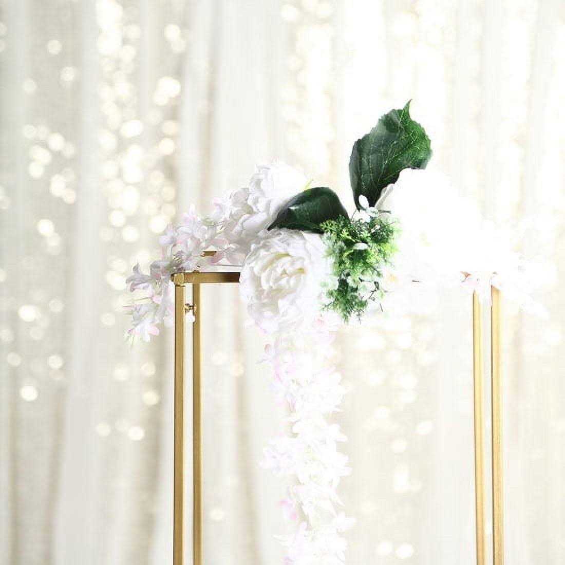 Efavormart 2 Pack Matte Gold Wedding Flower Stand Metal Vase Column Stand Geometric Centerpiece Vase - Image 3