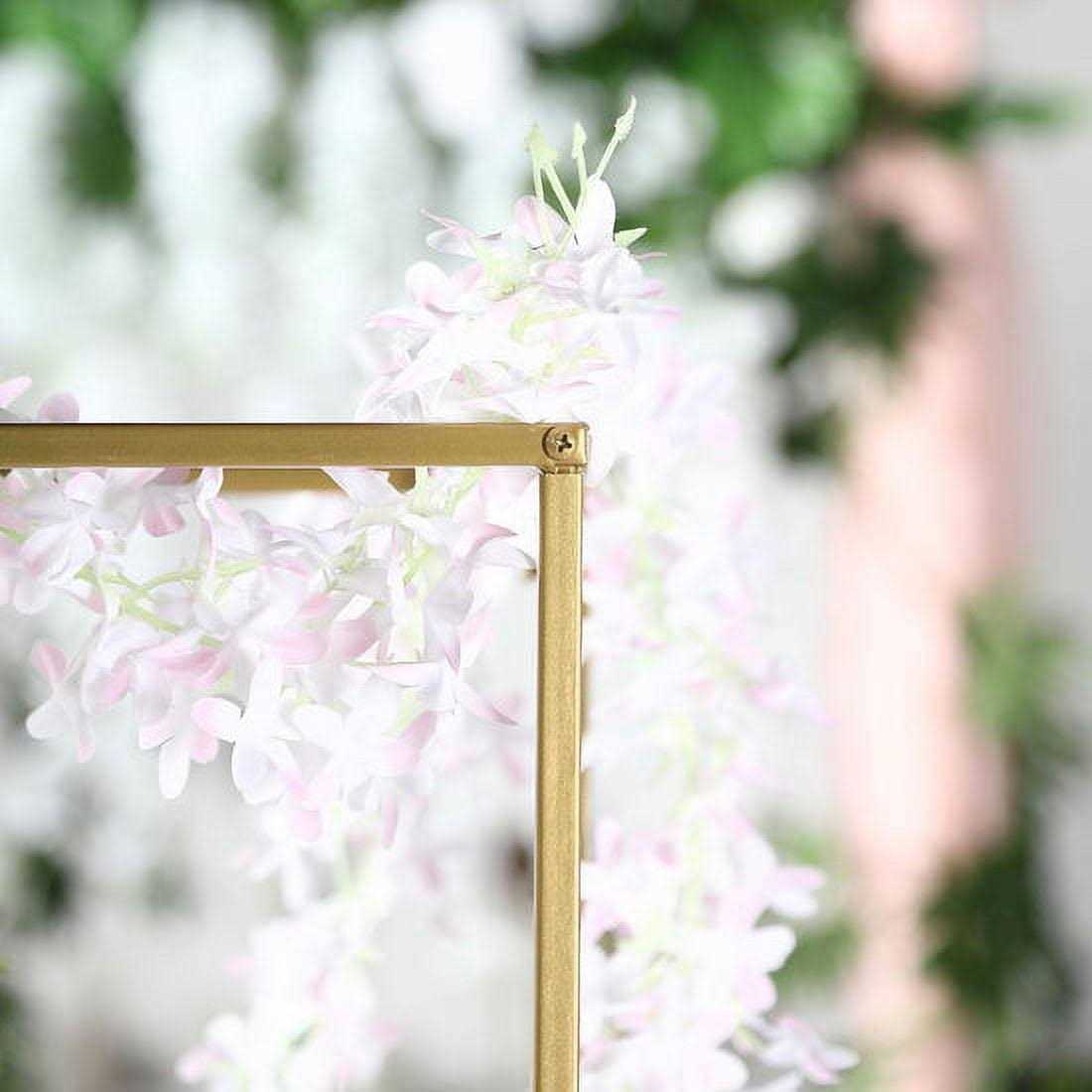 Efavormart 2 Pack Matte Gold Wedding Flower Stand Metal Vase Column Stand Geometric Centerpiece Vase - Image 5