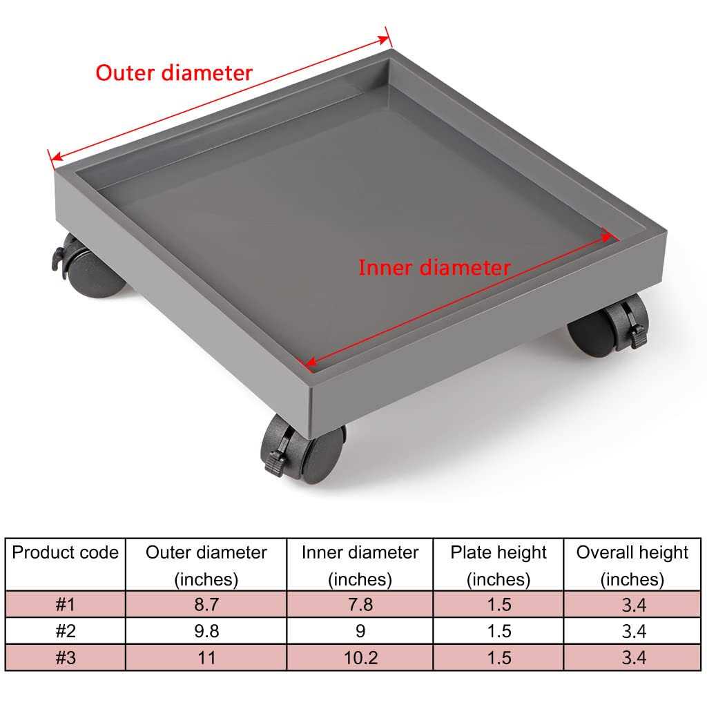 Skelang Square Plant Caddy Wheeled Planter Trays ABS Plant Pallet Heavy Duty Plant Dolly Saucer for Moving Potted Planter - Image 4
