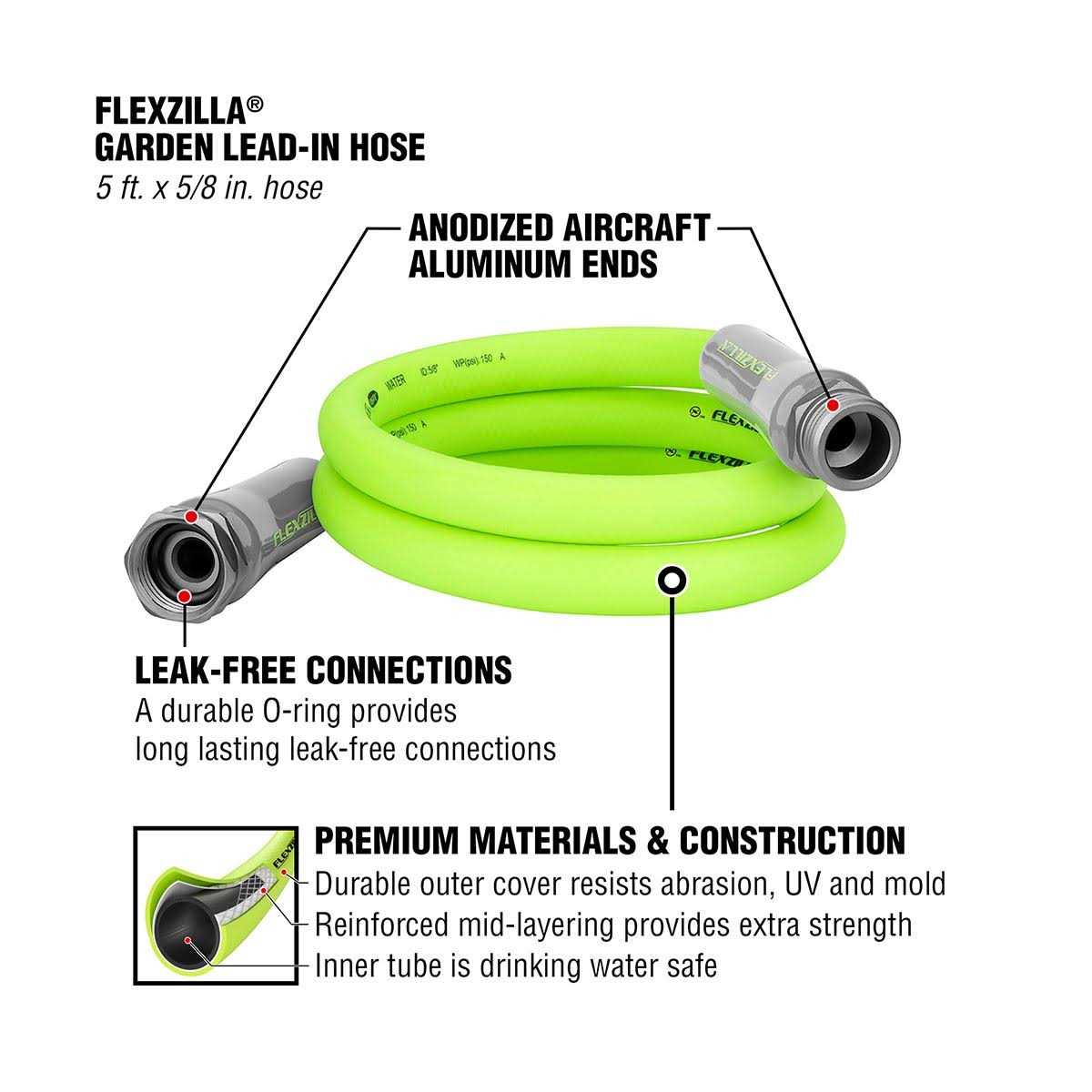 Flexzilla Garden Lead-in Hose 5/8 in. x 5 ft - Image 3