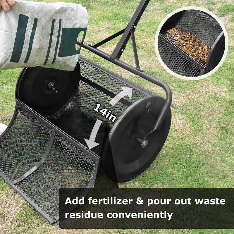 Seeutek Compost Spreader Peat Moss Spreader 24 Lawn Garden Spreader Upgraded Side Latches - Image 3