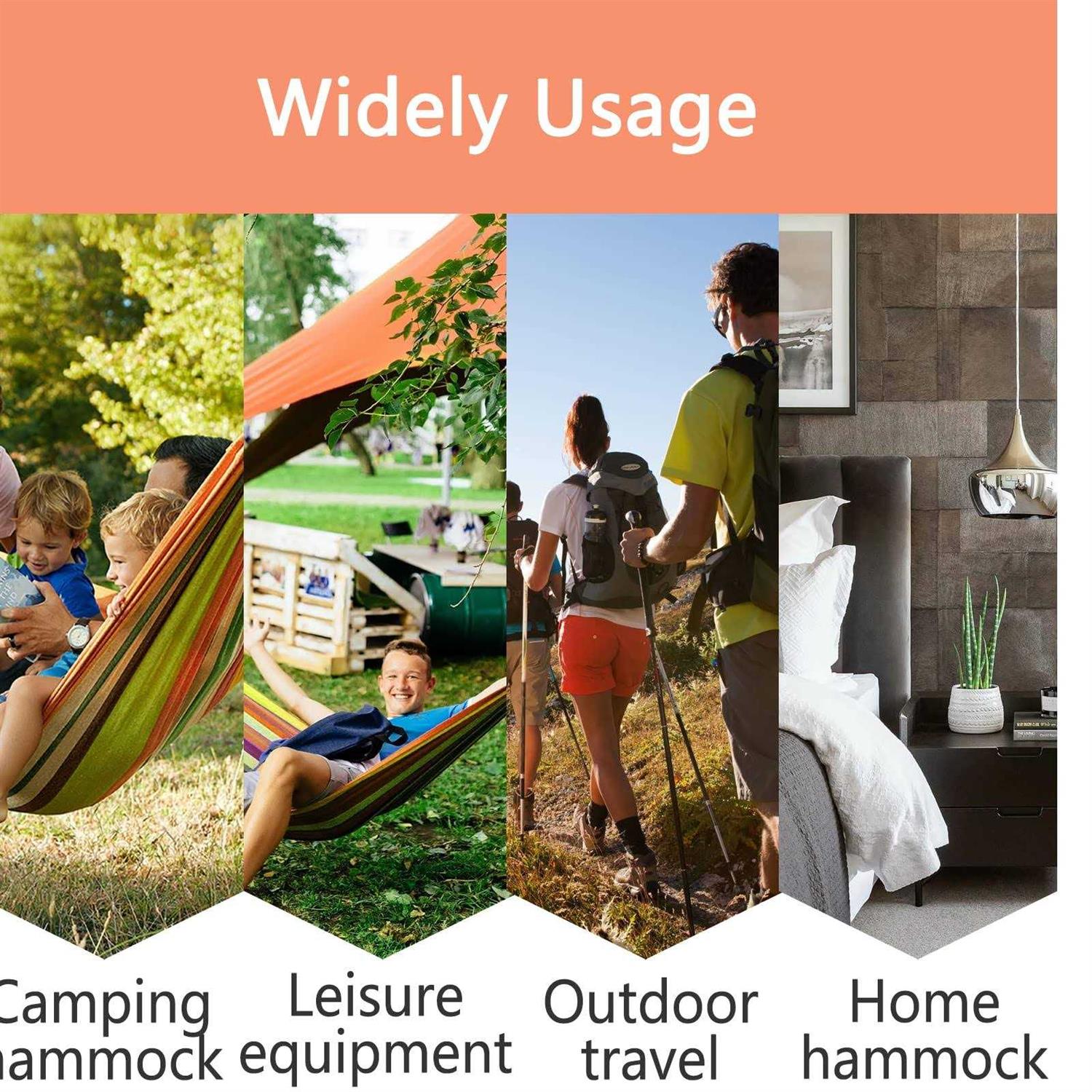 Colel Double Hammock 2 Person Cotton Canvas Hammock 450lbs Portable Camping Hammock with Carrying Bag Two Anti Roll Balance Beam Metal Carabiner - Image 5