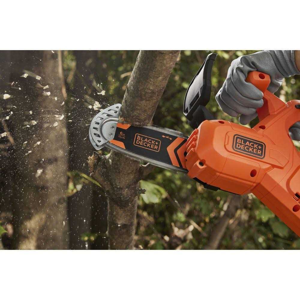 BLACK+DECKER 6 in. 20-Volt Maximum Lithium-Ion Pruning Electric Battery Chainsaw with 1.5Ah Battery and Charger - Image 4