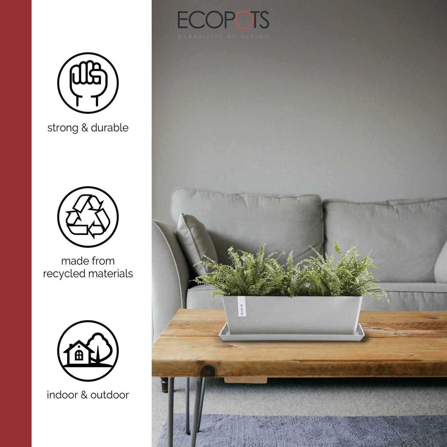 Ecopots Rectangular In/Outdoor Recycled Plastic Planter Flower Pot Saucer - Image 4