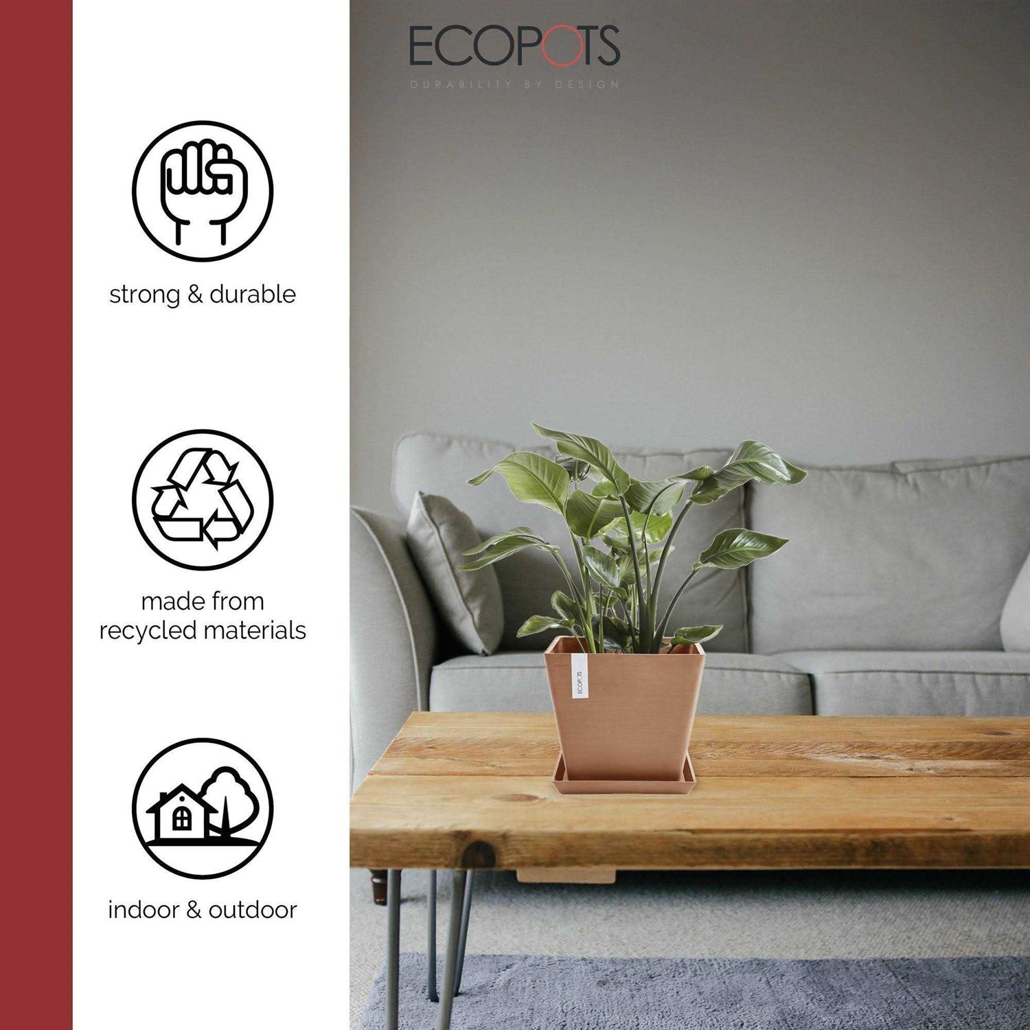 Ecopots Rectangular In/Outdoor Recycled Plastic Planter Flower Pot Saucer - Image 5