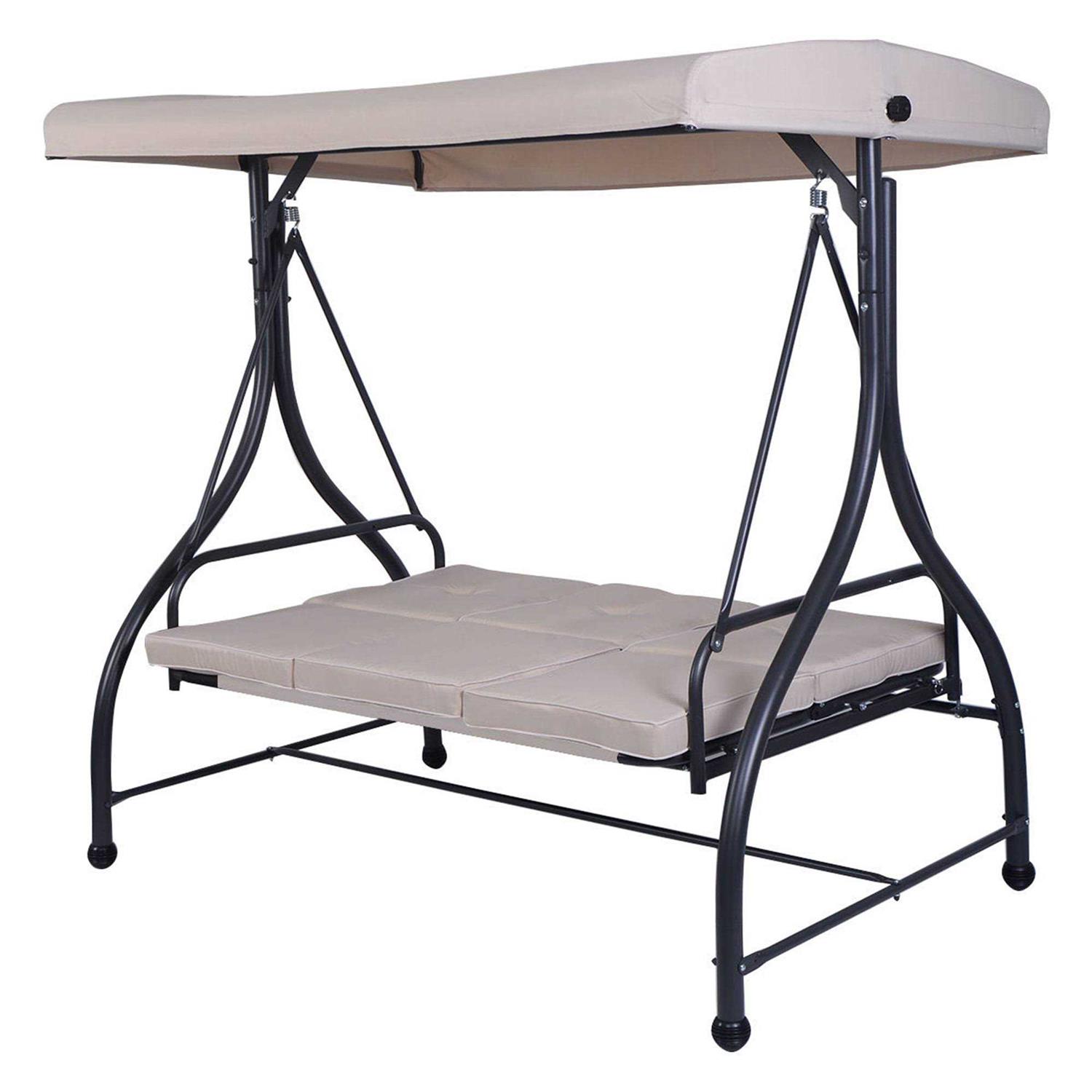 Costway Converting Outdoor Swing Canopy Hammock 3 SEATS Patio Deck - Image 4