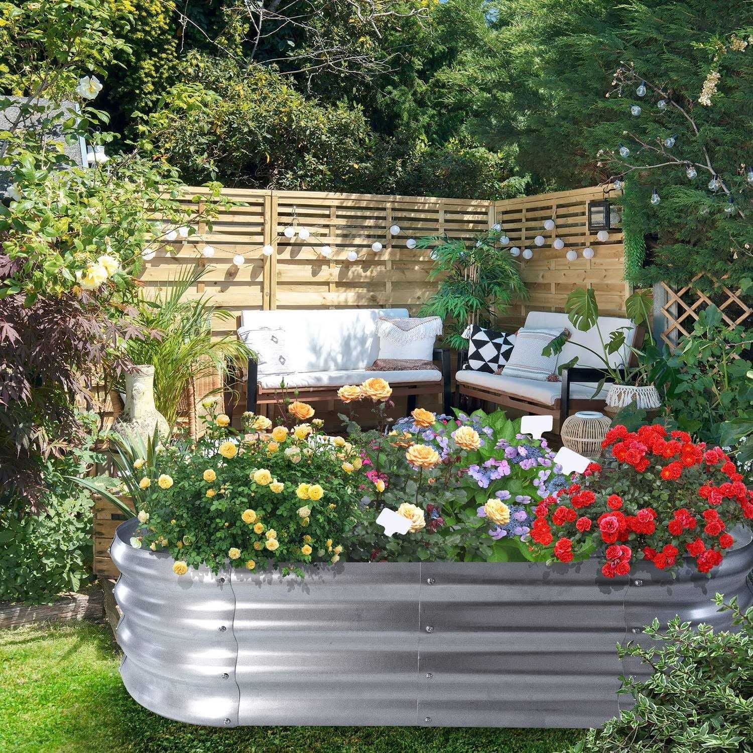 WERYGUTE Galvanized Raised Garden Bed Oval Metal Planter Garden Boxes Outdoor for Gardening - Image 5