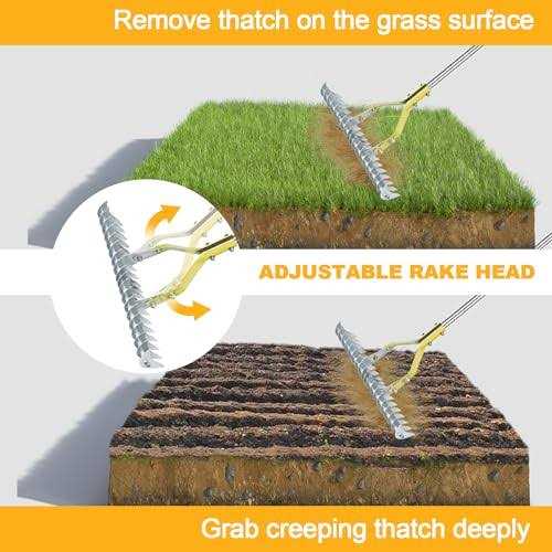 BARAYSTUS Thatch Rake 15-Inch Wide Lawn Thatching Rake for Cleaning Dead Grass - Image 3