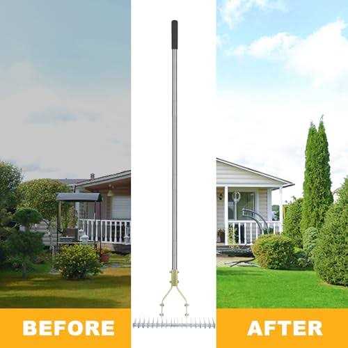 BARAYSTUS Thatch Rake 15-Inch Wide Lawn Thatching Rake for Cleaning Dead Grass - Image 5