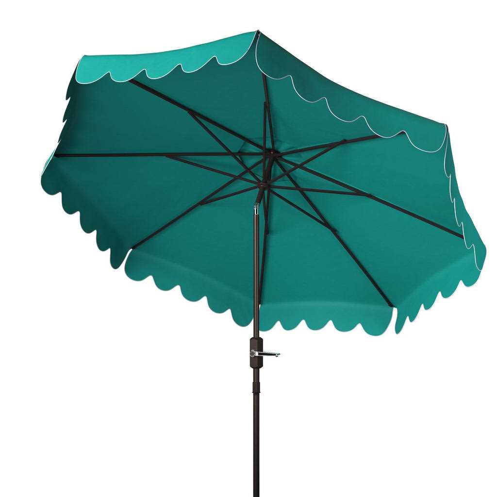 Safavieh Venice Single Scallop 9Ft Crank Outdoor Push Button Tilt Umbrella - Image 5