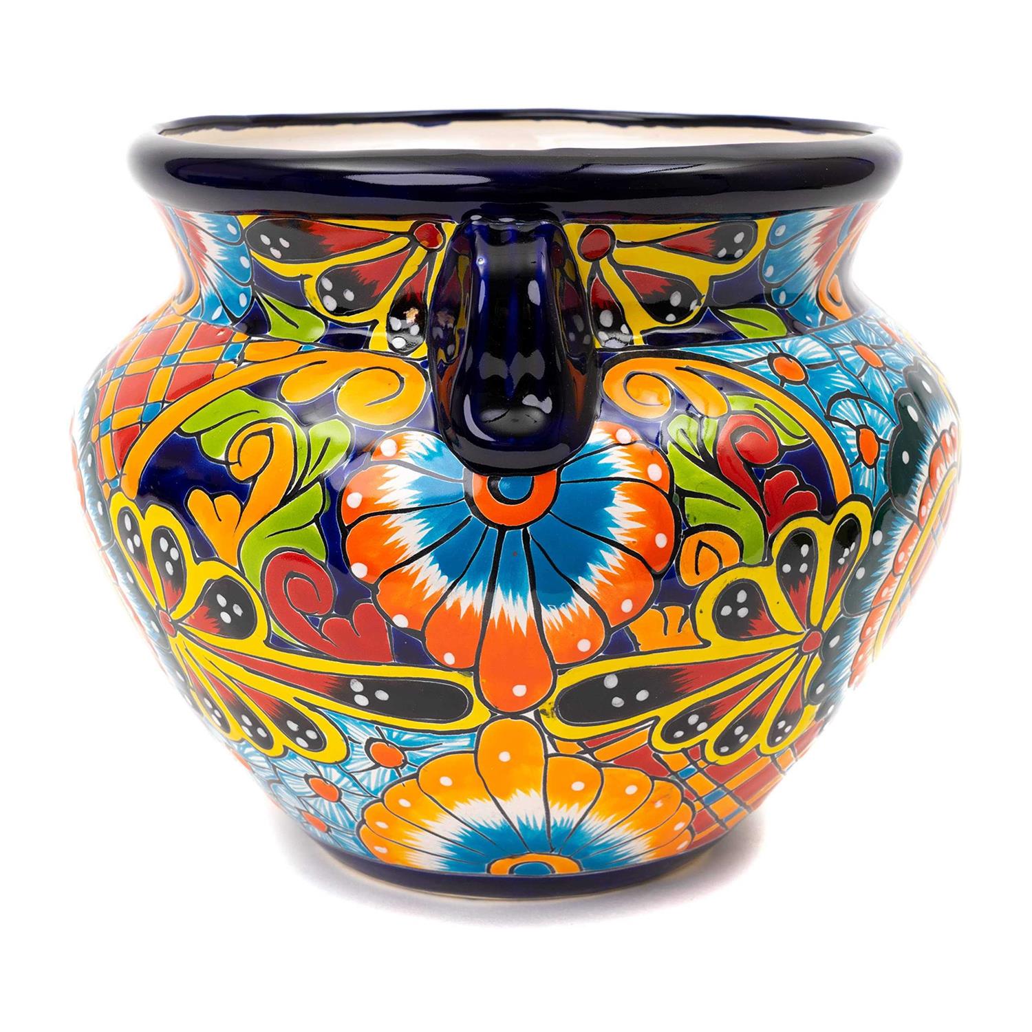 Enchanted Talavera Mexican Pottery Ceramic Talavera Medium Michoacana Flower Pot Plant Palm Tree Pot Succulent Planter Garden Decor Multi Color 9.5 - Image 4