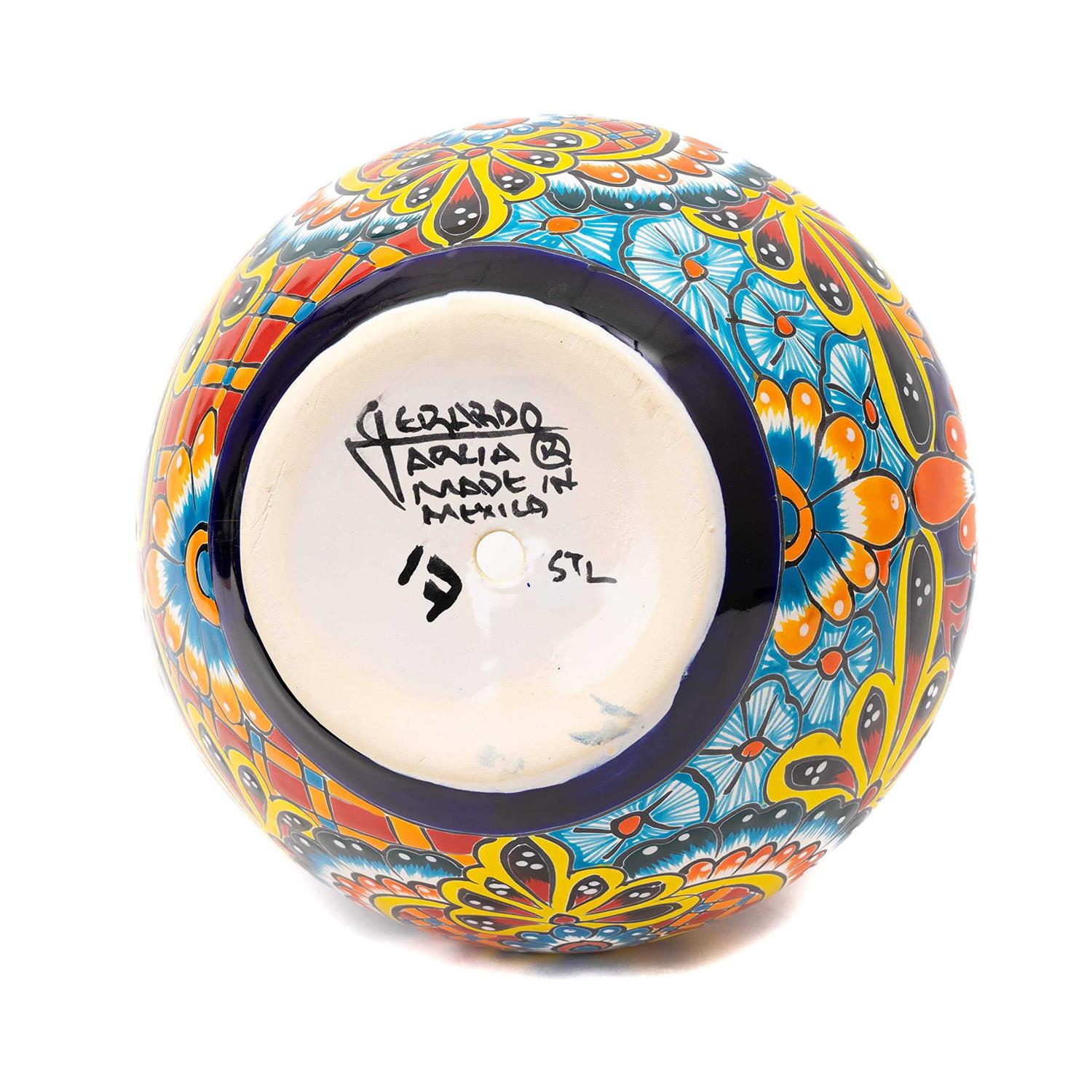 Enchanted Talavera Mexican Pottery Ceramic Talavera Medium Michoacana Flower Pot Plant Palm Tree Pot Succulent Planter Garden Decor Multi Color 9.5 - Image 5